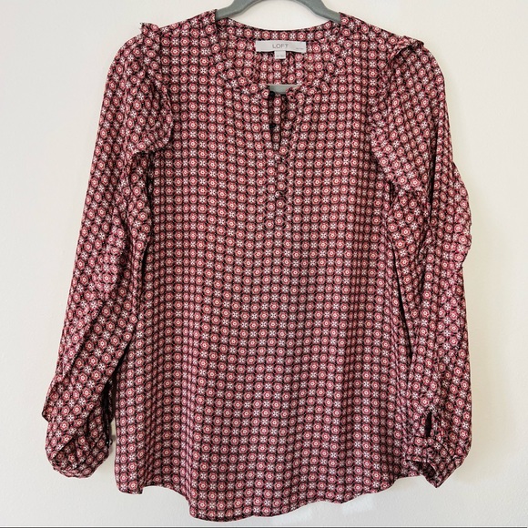 Loft petites Blouse top with Ruffled Sleeves printed - Picture 5 of 8